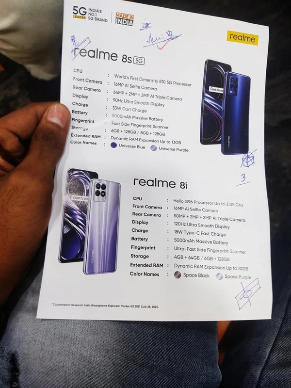 Thông số kỹ thuật Realme 8s 5G, Realme 8i 