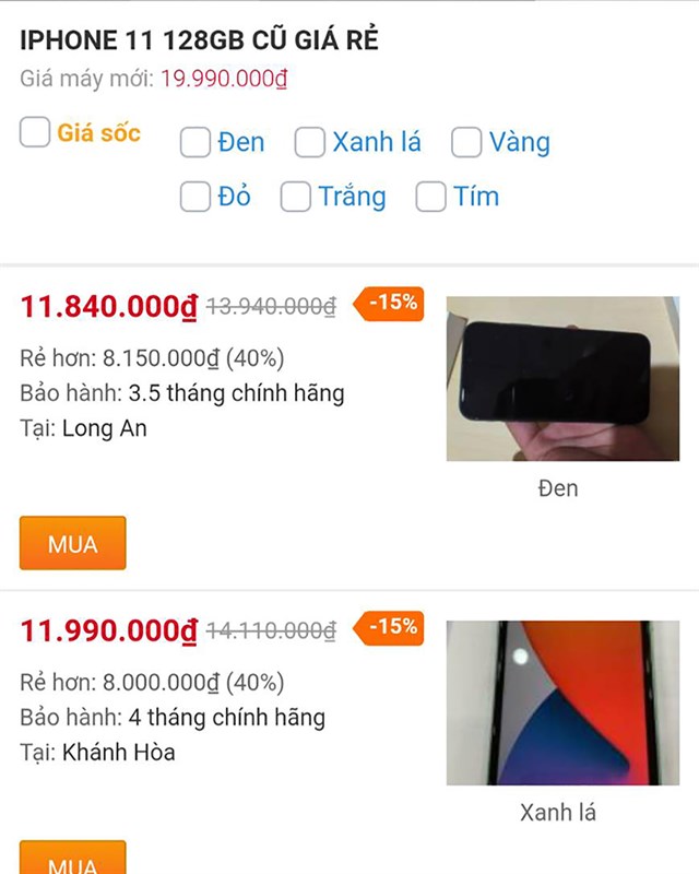 iPhone 11 128GB cũ iPhone 11 128GB cũ