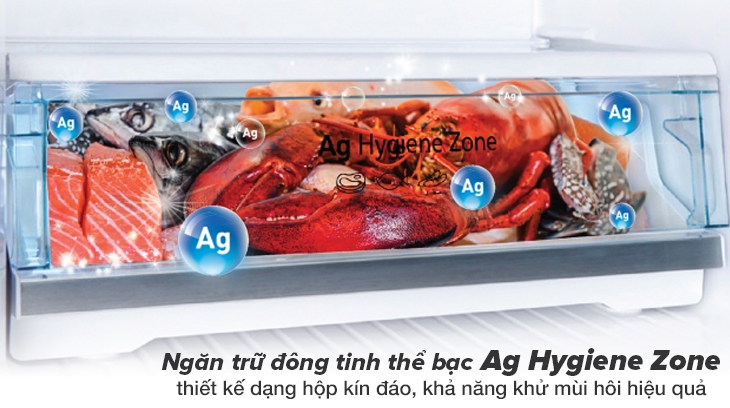 Ngăn trữ đông tinh thể bạc Ag Hygiene Zone có thiết kế dạng hộp kín đáo