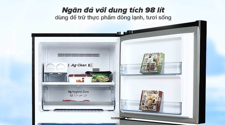 Cả hai dòng đều có ngăn đá với dung tích 98 lít, được chia làm 2 tầng