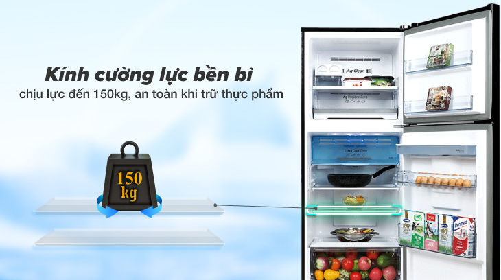 Lớp kính cường lực bền bỉ và chắc chắn, có khả năng chịu tải trọng đến 150kg