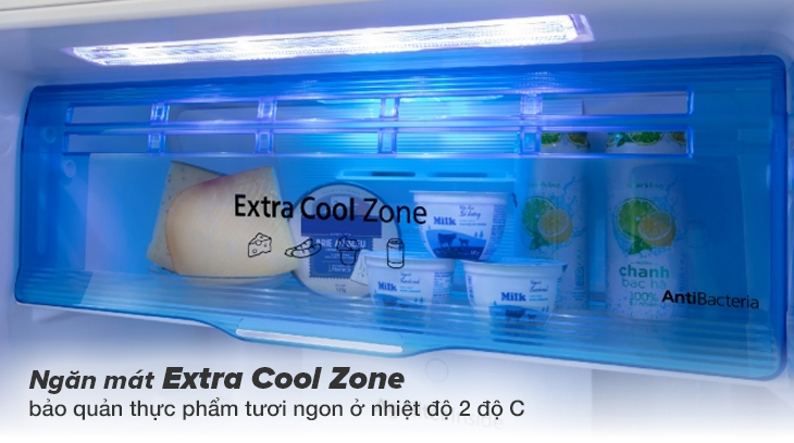 Ngăn mát Extra Cool Zone bảo quản thực phẩm tươi ngon ở nhiệt độ 2 độ C