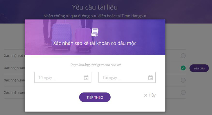 Hoàn thành việc yêu cầu sao kê