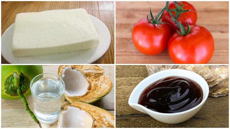 Nguyên liệu làm món chay đậu hũ nhồi sốt dầu hào
