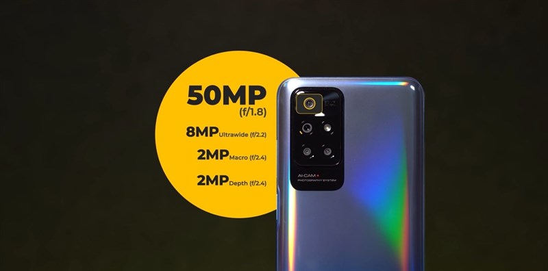 Xiaomi vẫn trang bị cho Redmi 10 Prime 4 camera sau nhưng thông số đã được nâng cấp khá mạnh tay so với người tiền nhiệm.