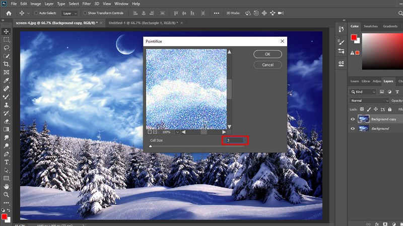 Tạo tuyết trong Photoshop sẽ mang đến cho bạn cảm giác như đang ngắm nhìn cảnh tuyết phủ trắng trên núi. Chỉ cần một vài thao tác đơn giản, bạn sẽ có thể tạo ra những hạt tuyết bạn muốn.