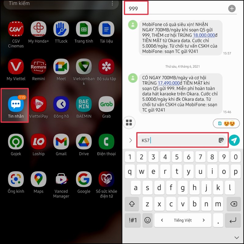 Cách đăng ký gói cước KS7 MobiFone