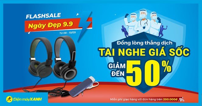 Ngày Vàng 9.9 - Tai nghe giá nhỏ sale to, đồng giảm 50%, giá chỉ 175K