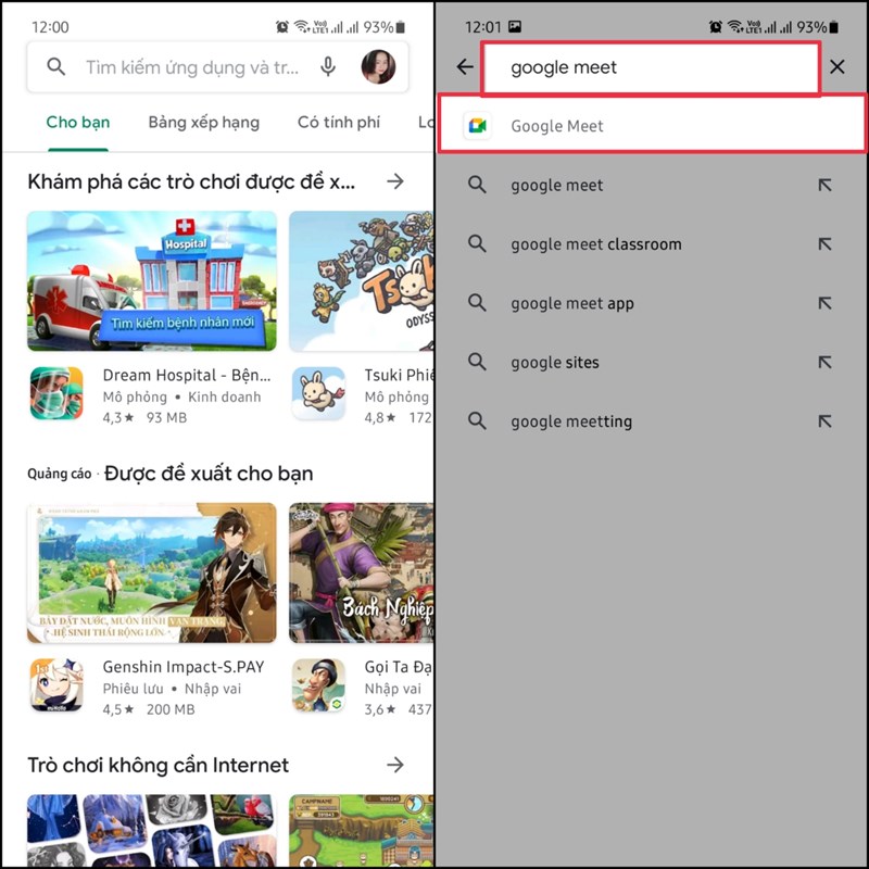 Cách tải Google Meet trên điện thoại Android