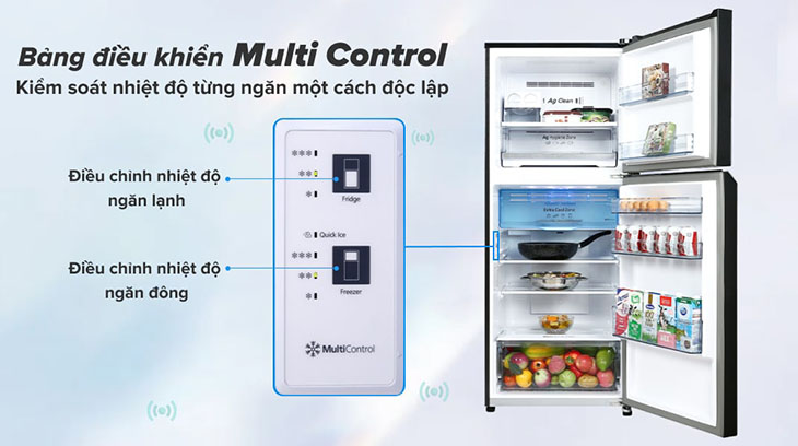Đánh giá dòng tủ lạnh diệt khuẩn 99.99% Panasonic TL351-381V mới 2021 > Đánh giá chi tiết dòng tủ lạnh Panasonic Inverter TL351-381VG - Bảng điều khiển