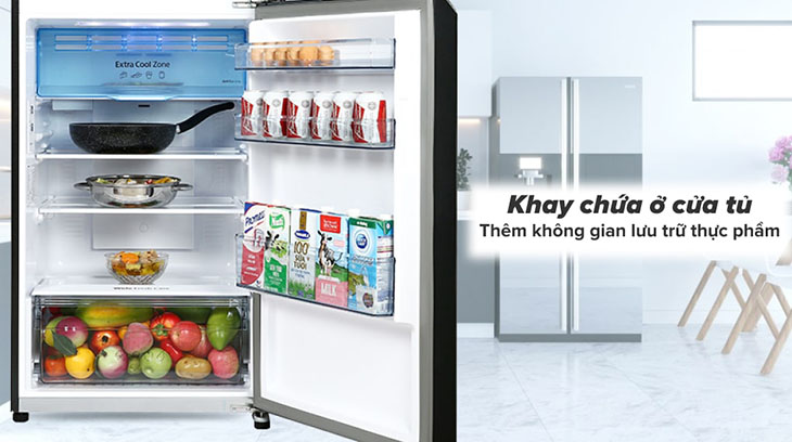 Đánh giá dòng tủ lạnh diệt khuẩn 99.99% Panasonic TL351-381V mới 2021 > Đánh giá chi tiết dòng tủ lạnh Panasonic Inverter TL351-381VG - Khay chứa ở cửa