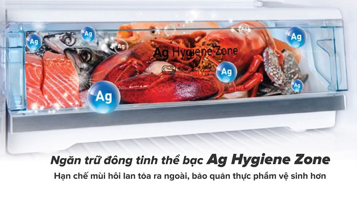 Đánh giá dòng tủ lạnh diệt khuẩn 99.99% Panasonic TL351-381V mới 2021 > Đánh giá chi tiết dòng tủ lạnh Panasonic Inverter TL351-381VG - Ngăn trữ đông tinh thể bạc