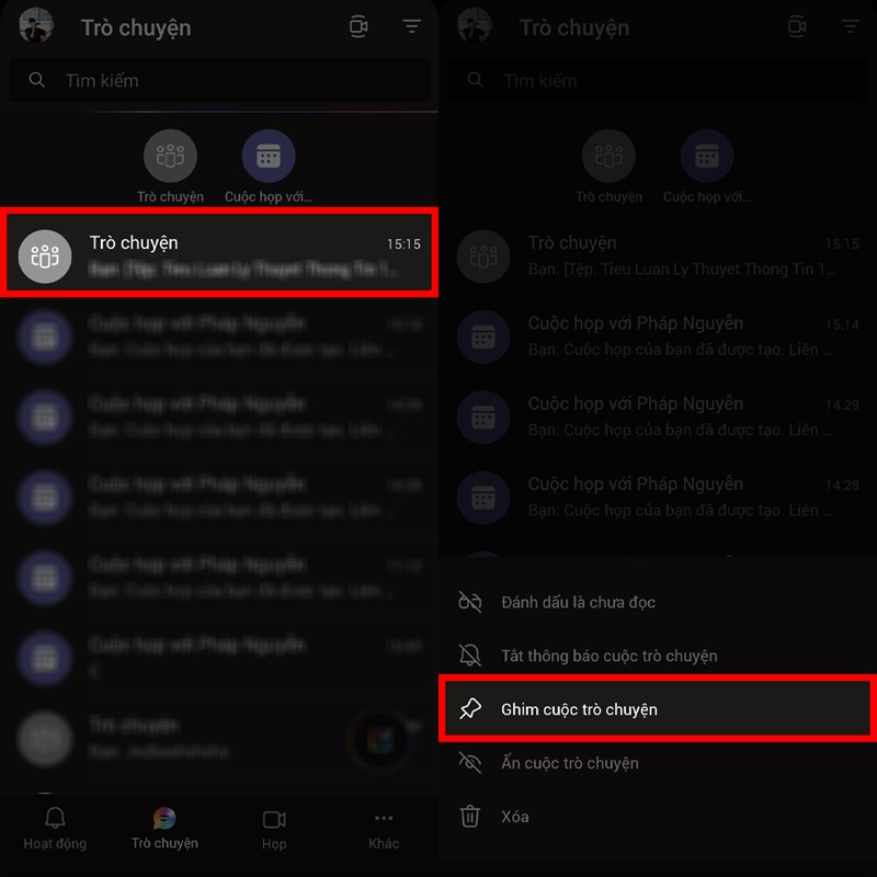 Ghim tin nhắn trên Teams