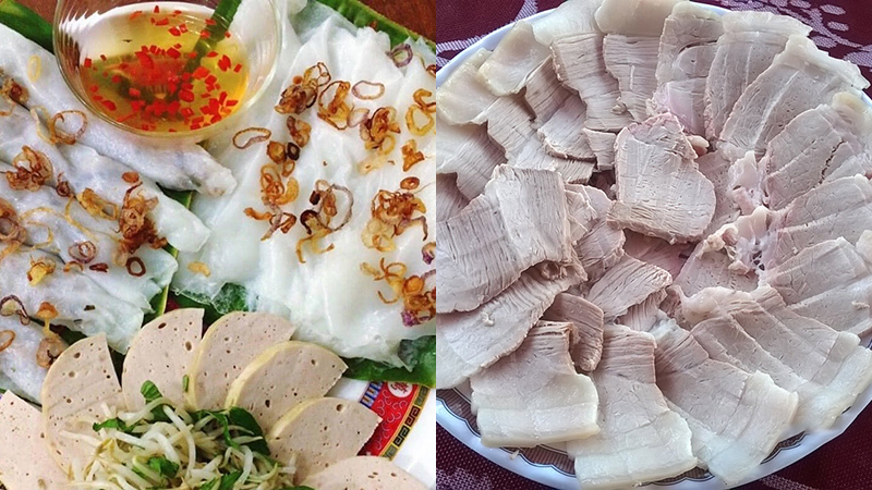 Bánh cuốn và thịt heo luộc