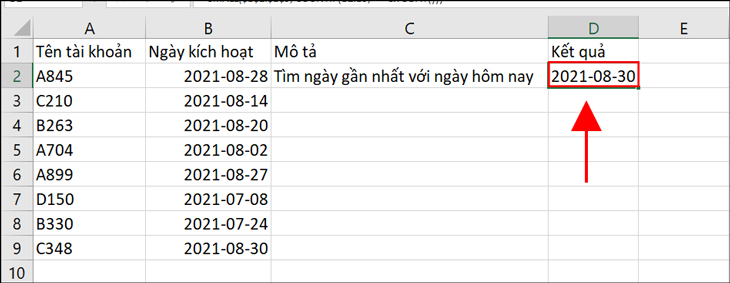 Nhấn Enter và thay đổi định dạng ngày để hiển thị kết quả chính xác nhất nhé.