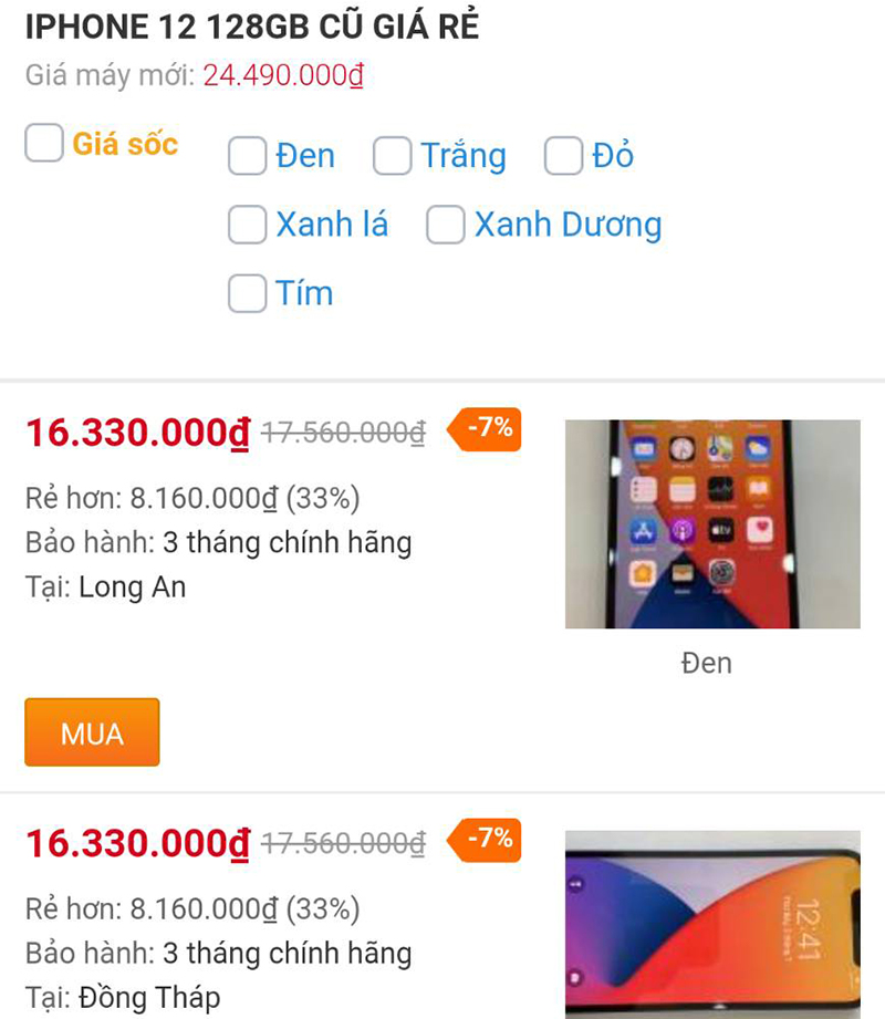 IPHONE 12 128GB CŨ GIẢM SỐC