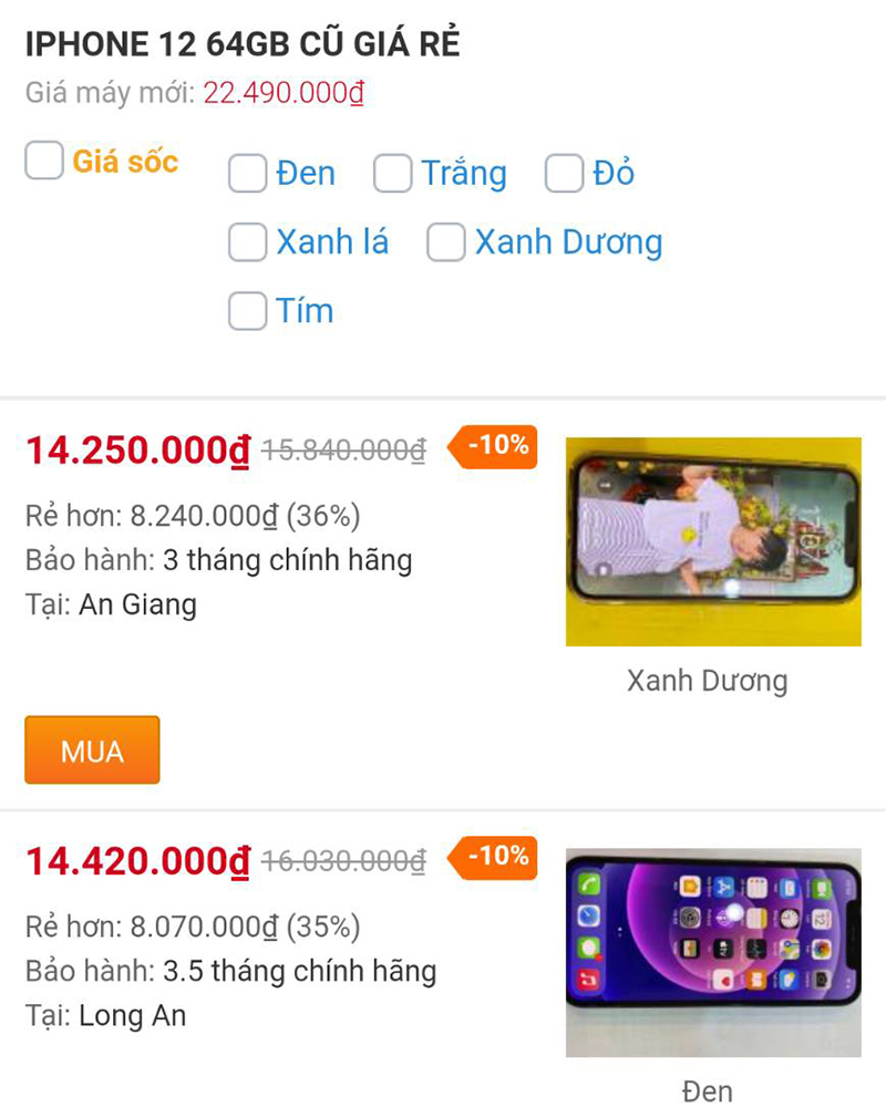 IPHONE 12 64GB CŨ GIẢM SỐC