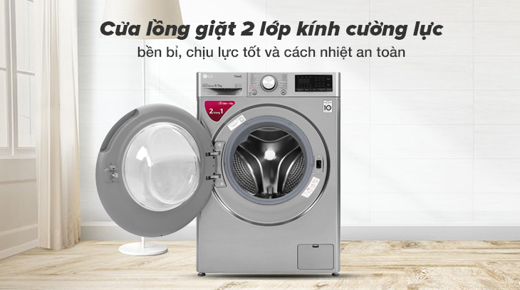 Cửa lồng giặt của dòng máy này được làm bằng 2 lớp kính cường lực bền bỉ