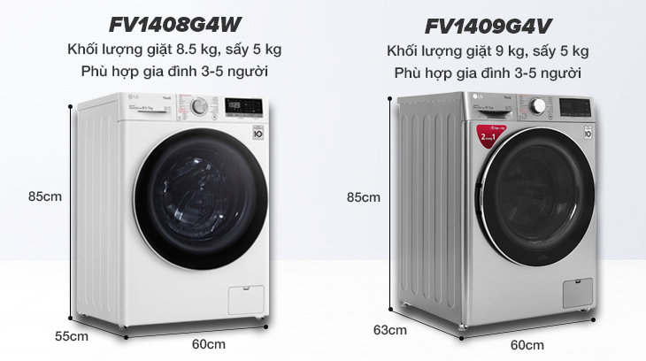 Máy giặt sấy LG Inverter dòng FV-G4 bao gồm 2 model