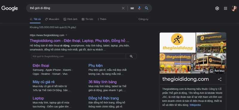 Cách bật chế độ Dark Mode cho Google Search 