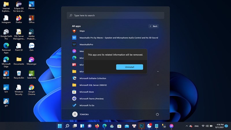 Gỡ ứng dụng trên Windows 11:
Windows 11 là hệ điều hành mới nhất của Microsoft, được tích hợp nhiều tính năng mới và hiện đại. Nếu bạn muốn tối ưu hóa hiệu suất máy tính và giải phóng không gian bộ nhớ, việc gỡ bỏ các ứng dụng không cần thiết trên Windows 11 là điều cần thiết. Hệ điều hành này cung cấp cho bạn nhiều tiện ích quản lý ứng dụng, giúp việc gỡ bỏ chúng trở nên dễ dàng và nhanh chóng hơn bao giờ hết.