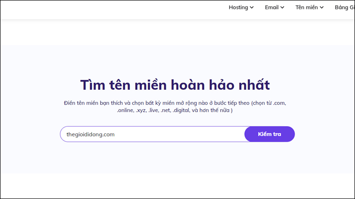 Tra cứu tên miền trên website hostinger.vn