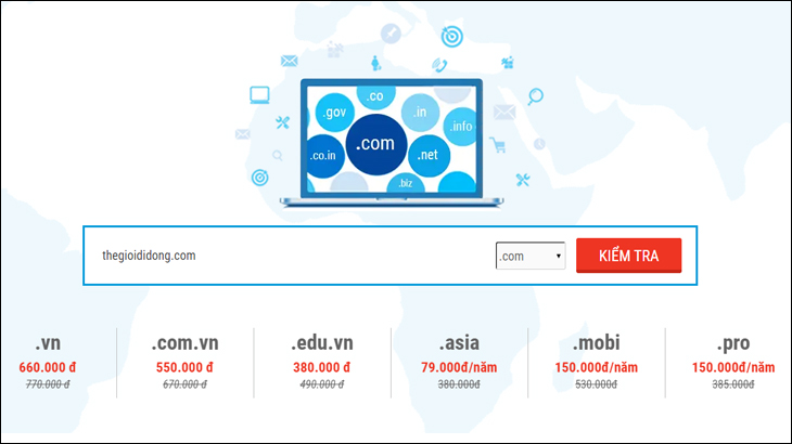 Tra cứu tên miền trên website bkns.vn