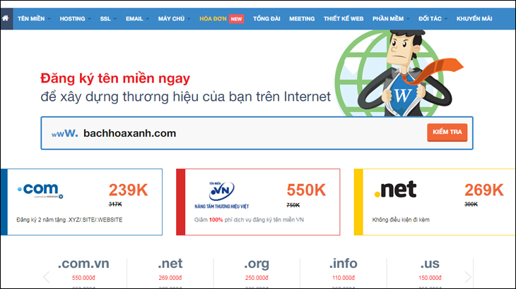 Tra cứu tên miền trên website nhanhoa.com