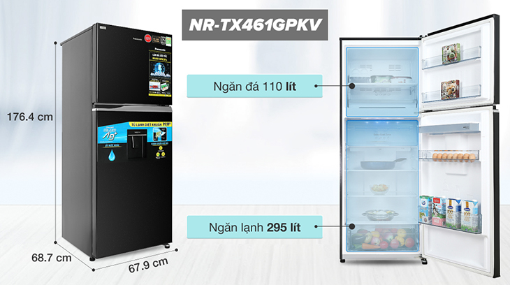 Đánh giá tủ lạnh Panasonic 405 lít NR-TX461GPKV 2021 diệt khuẩn 99,99%