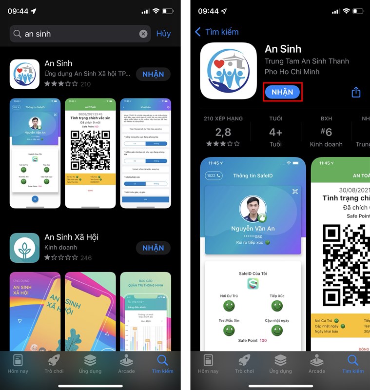 Cách dùng SafeID trên app An Sinh