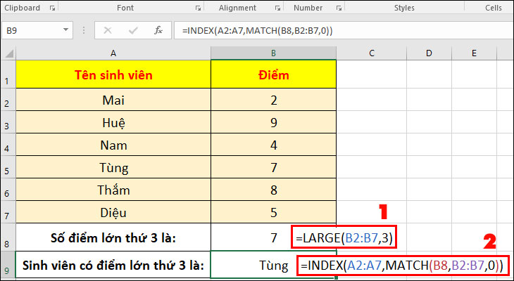 Tìm sinh viên có điểm cao thứ 3 trong lớp