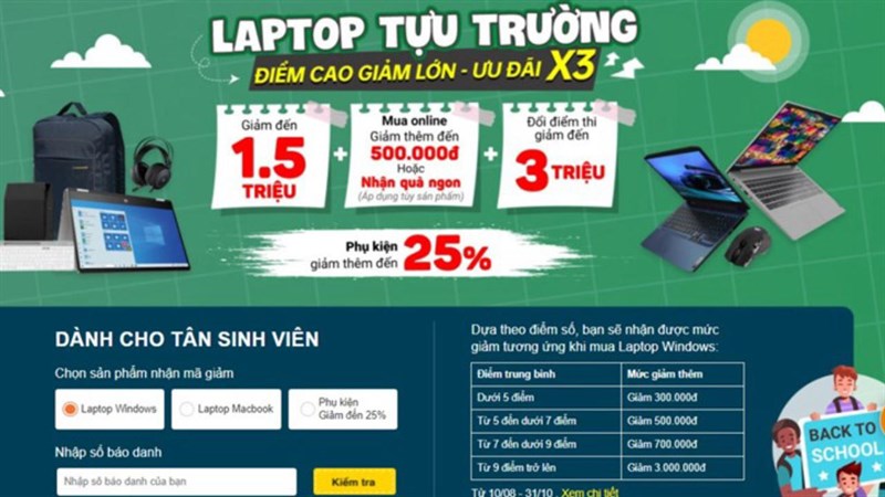 Chương trình laptop Tựu trường