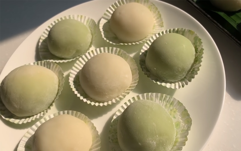 How to make greasy young coconut pandan green bean mochi easy to make at home