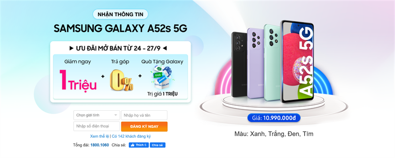 Chương trình hotsale Galaxy A52s 5G tại Thế Giới Di Động. Chương trình hotsale Galaxy A52s 5G tại Thế Giới Di Động.