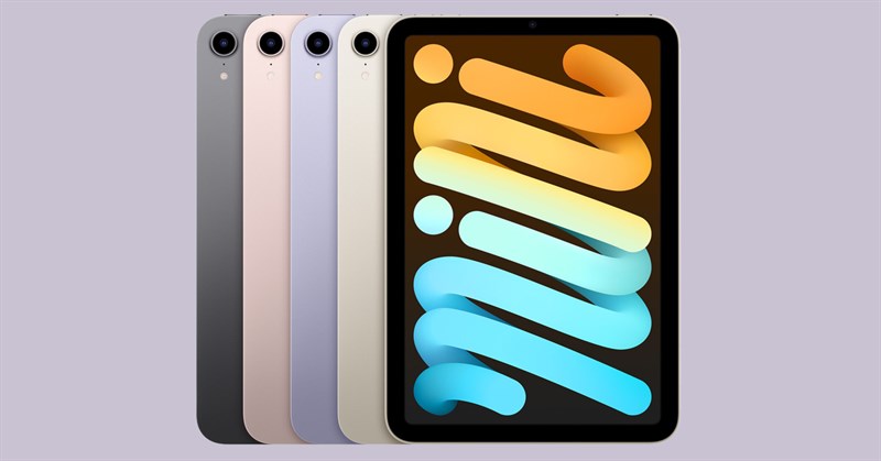 iPad mini 6 có 4 màu sắc tươi tắn là xám, hồng, tím và vàng. iPad mini 6 có 4 màu sắc tươi tắn là xám, hồng, tím và vàng.