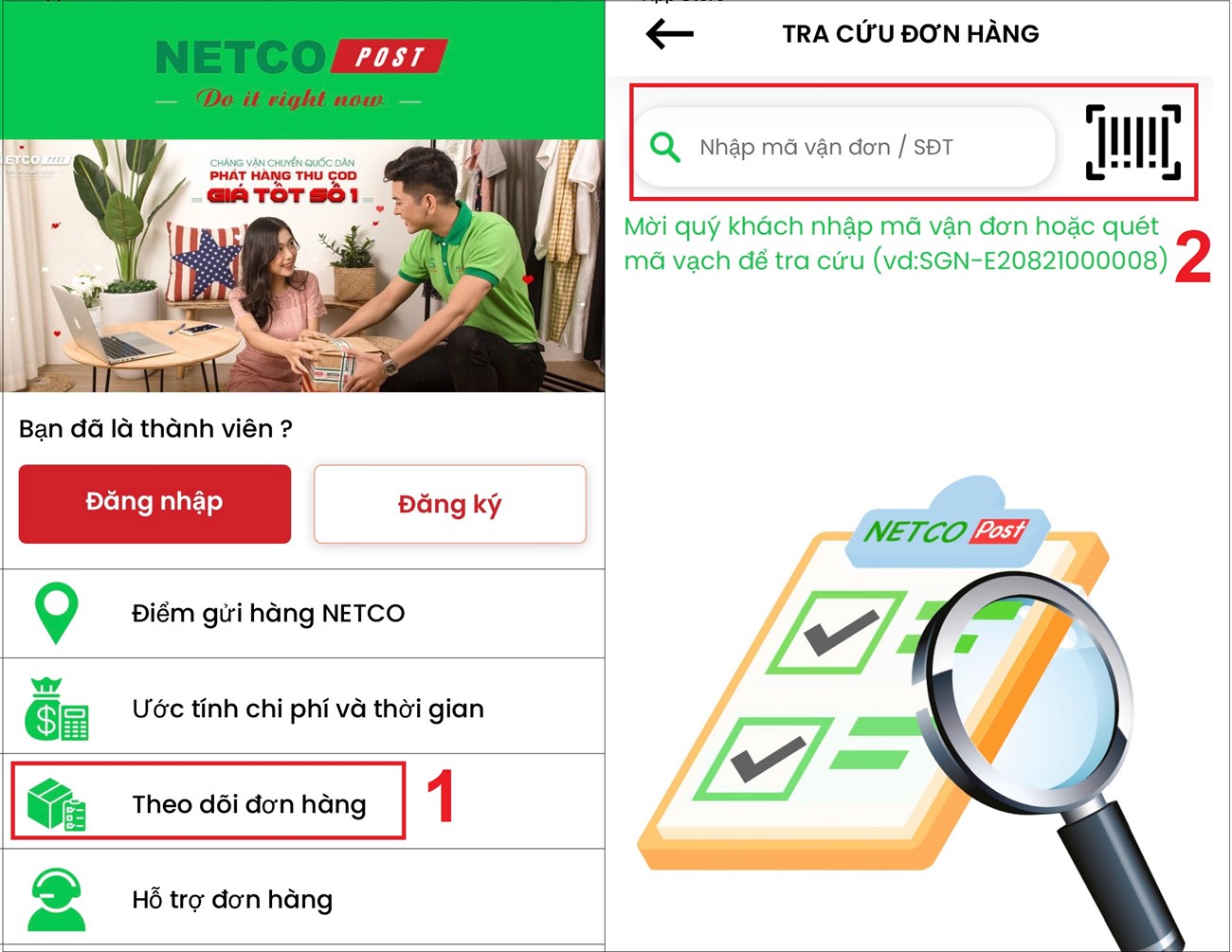 Xem qua ứng dụng NETCO