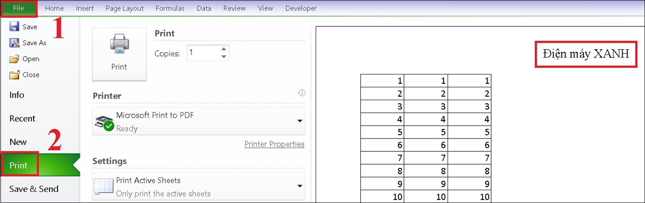 Bạn sẽ nhìn thấy tiêu đề Header đã tạo cho bảng dữ liệu Excel