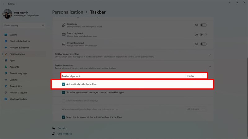 Ẩn thanh Taskbar
