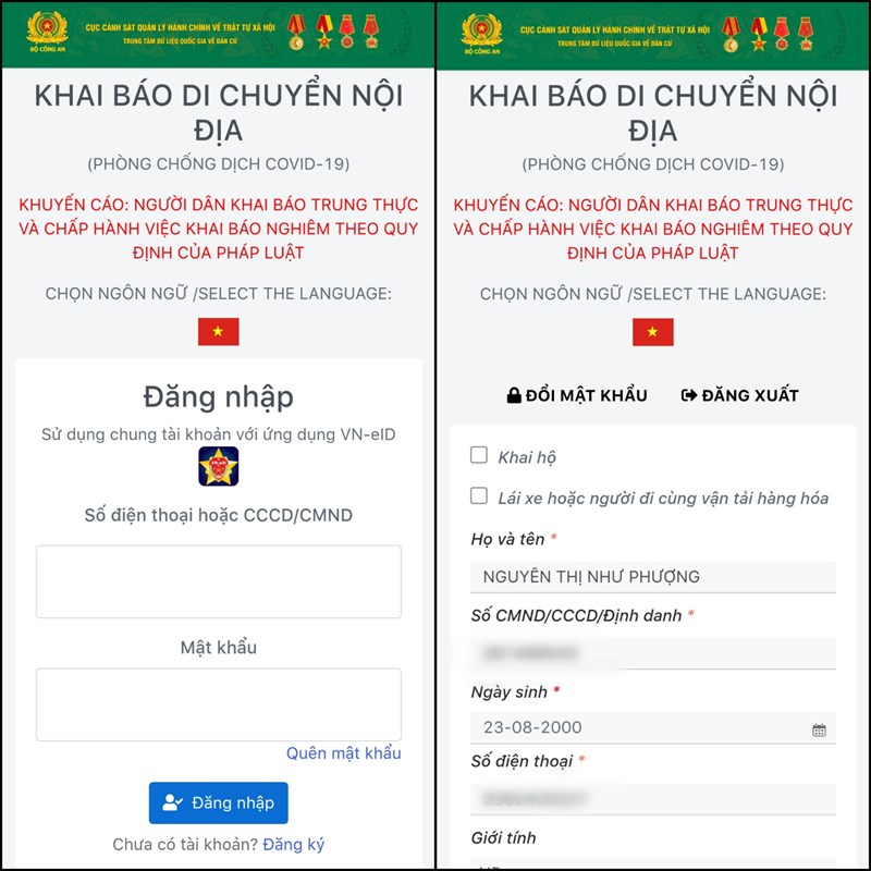 Cách khai báo di chuyển nội địa bằng Zalo