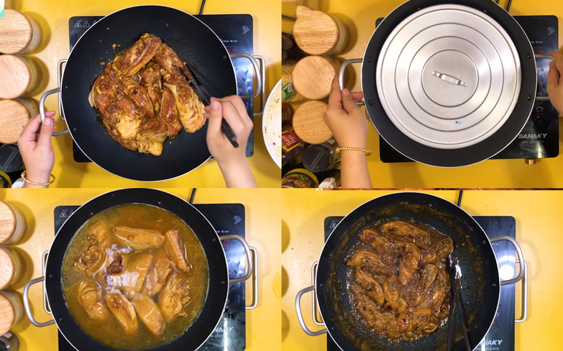 Nấu gà với nước dừa