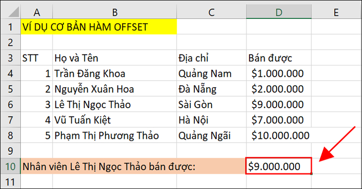 Nhấn phím Enter để hiển thị kết quả.