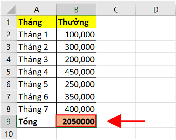 Nhấn phím Enter để hiển thị kết quả.