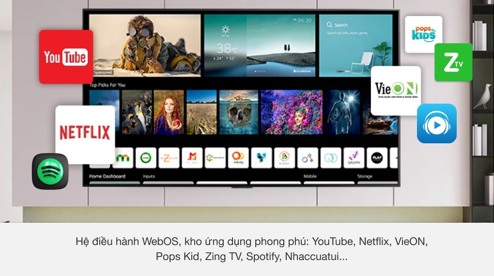 13 điểm nhấn trên dòng tivi OLED evo của LG 2021 mà bạn nên biết > Hệ điều hành WebOS 6.0 sở hữu kho ứng dụng phong phú giúp mở ra thế giới phim ảnh, trò chơi, âm nhạc đa dạng đáp ứng nhu cầu của mọi thành viên trong gia đình