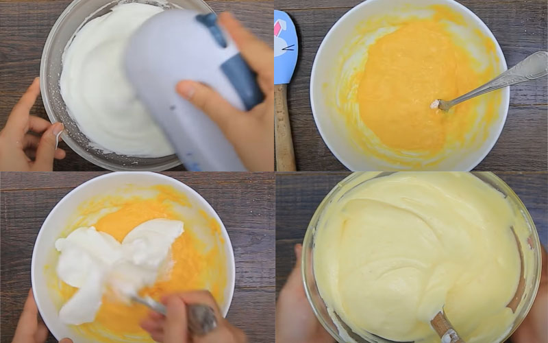 Đánh hỗn hợp trứng với bột