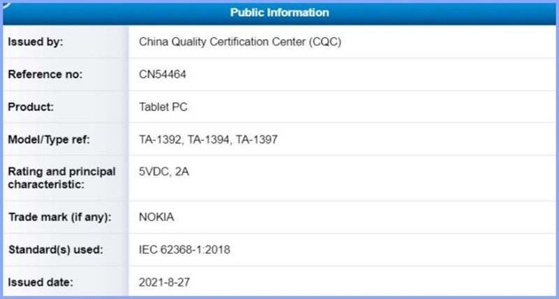 Nokia TA-1394 đạt chứng nhận CQC