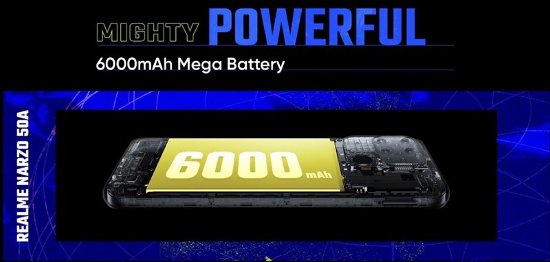 Realme Narzo 50A sẽ có pin 6.000 mAh