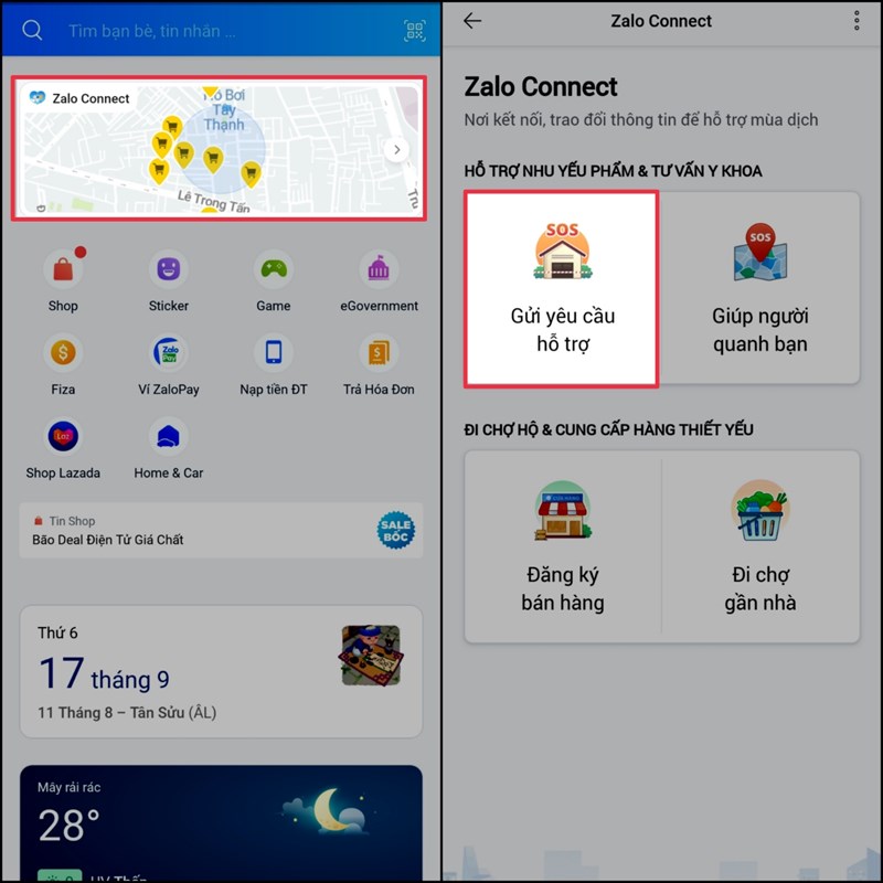 Cách yêu cầu nhận hỗ trợ đồ dùng học tập bằng Zalo Connect
