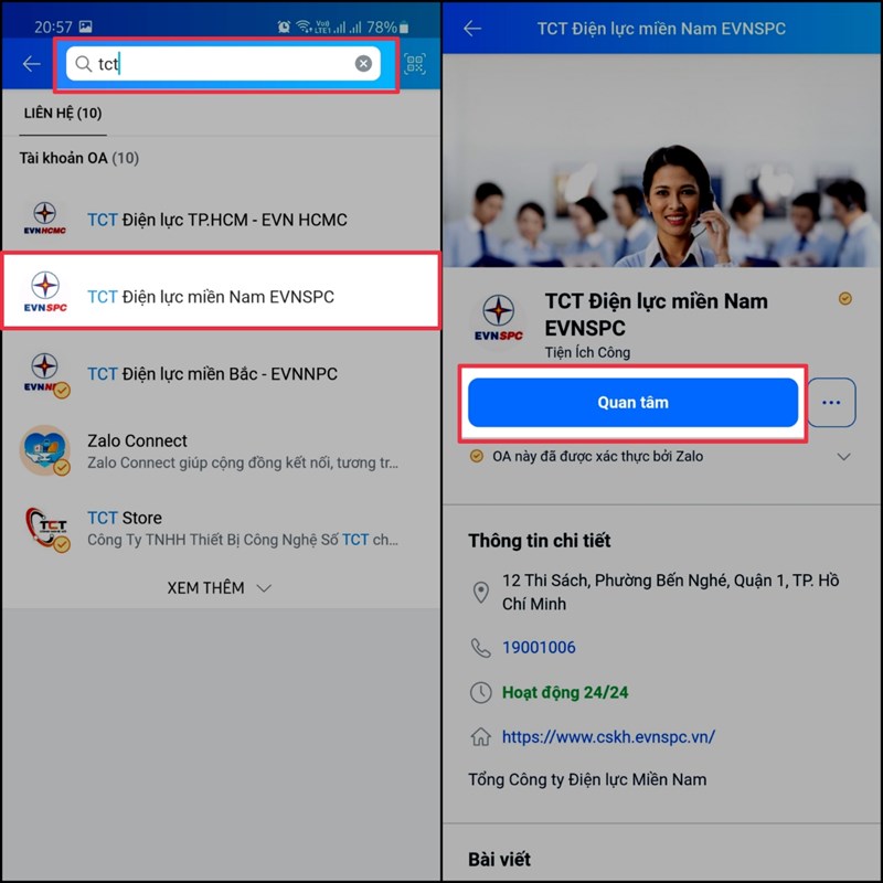 Cách tính tiền điện bằng Zalo