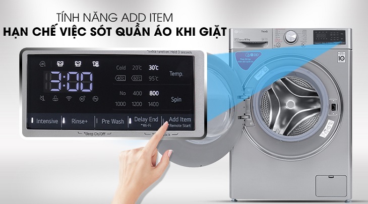 Tính năng Add Item trên Máy giặt LG Inverter 8.5 kg FV1408S4V