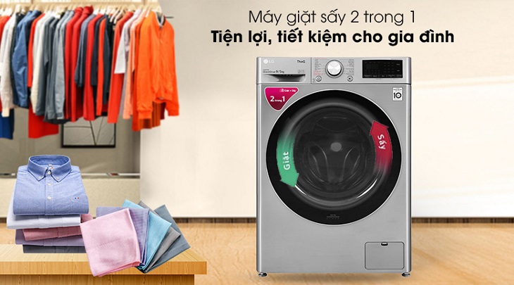 Máy giặt sấy LG Inverter 9 kg FV1409G4V có khẳ năng sấy khô lên đến 90%